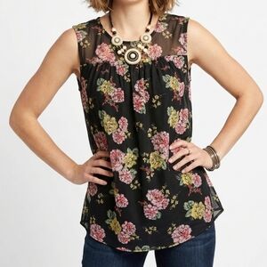 NWT Bobbie Brooks Sleeveless Floral Blouse